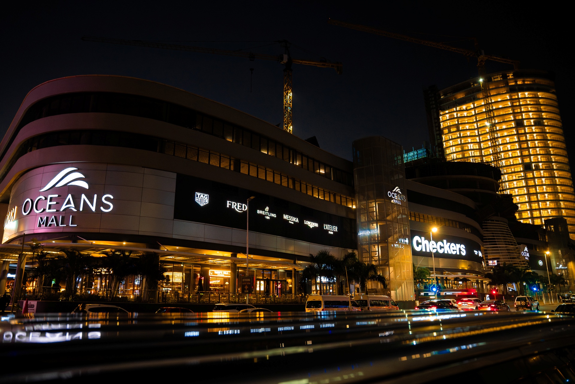 Modern lodge interior with natural textures and light